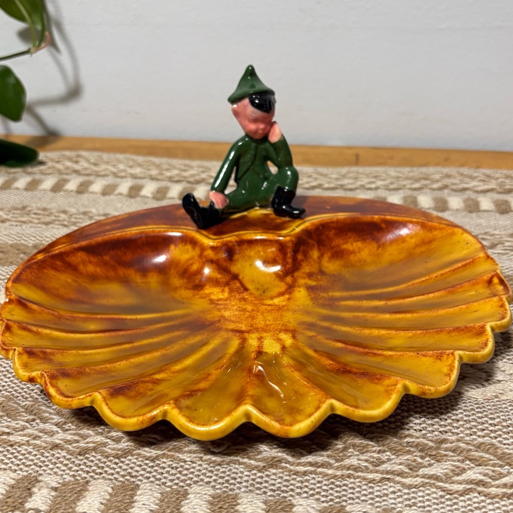 Vintage Elf Pixie dish tray handmade Mcm 50s